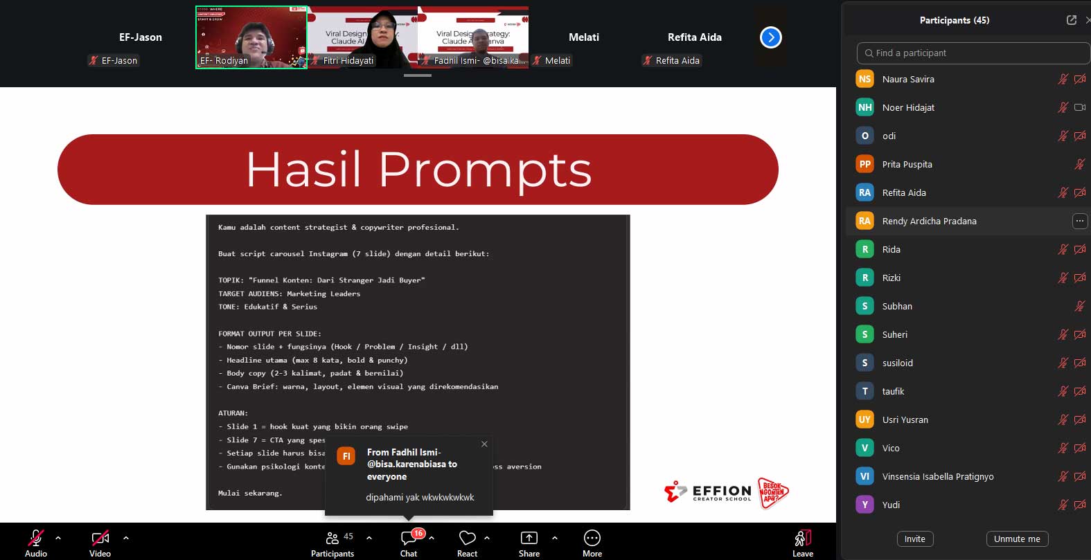 Dokumentasi webinar Effion 3