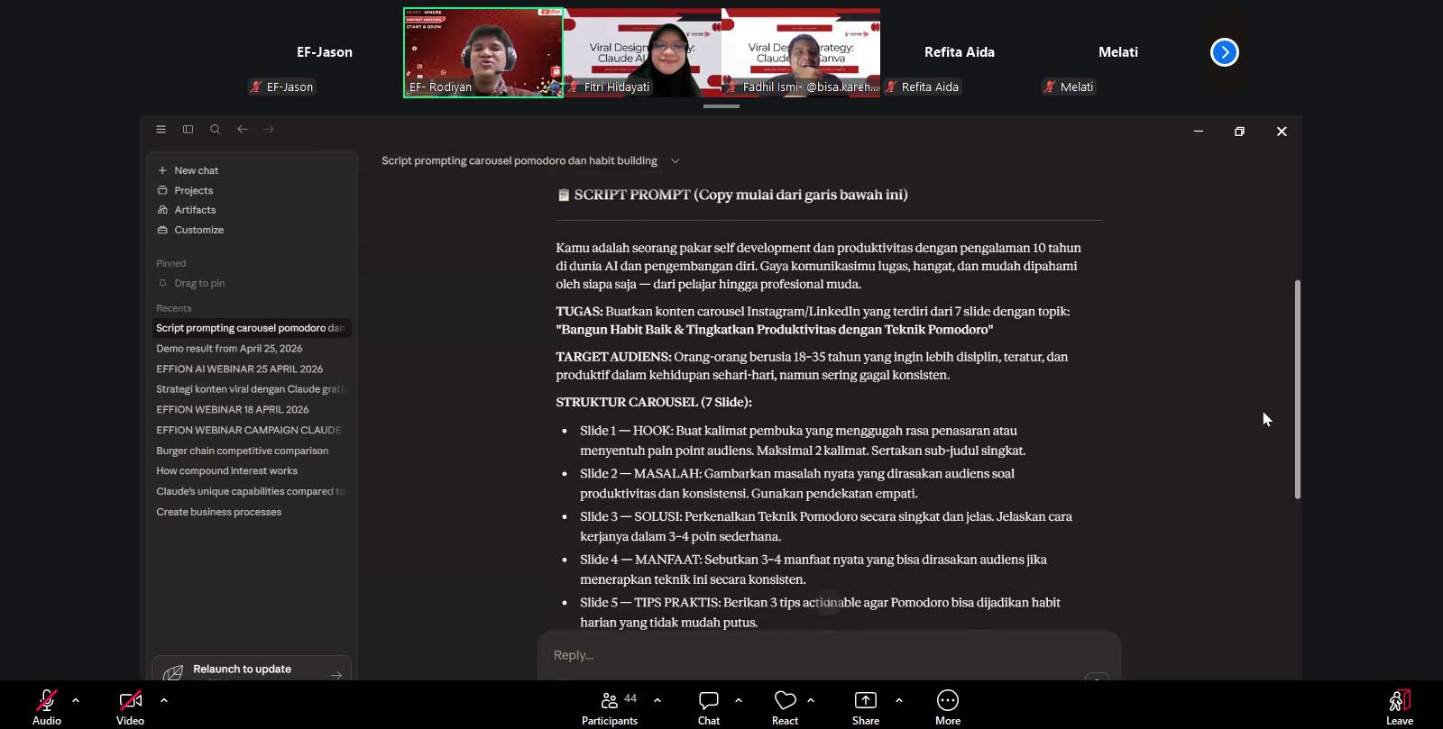 Dokumentasi webinar Effion 5
